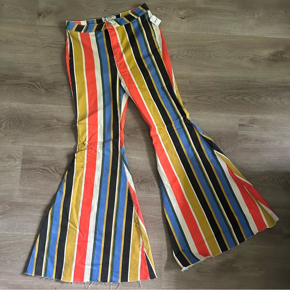 Free People Striped Bell Bottoms